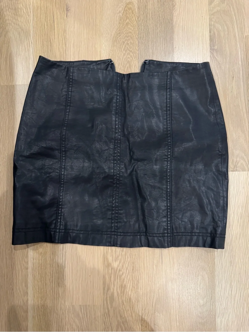 Free People Black Faux Leather Panel Mini Skirt